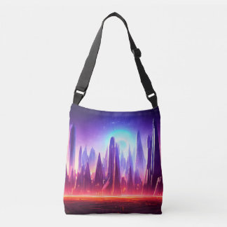 Futuristic City | Blue Star | Alien World Crossbody Bag