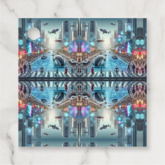 Futuristic City Favour Tag