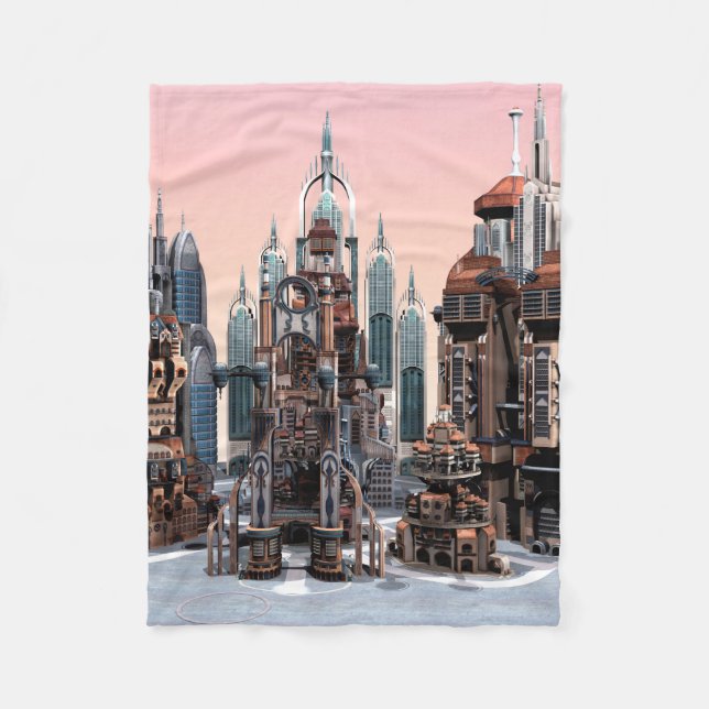 Futuristic City Fleece Blanket (Front)