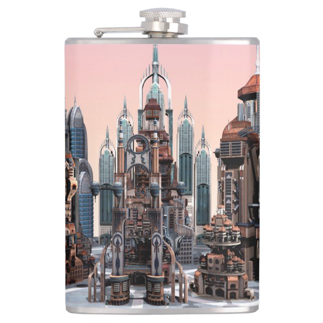 Futuristic City Hip Flask (Front)