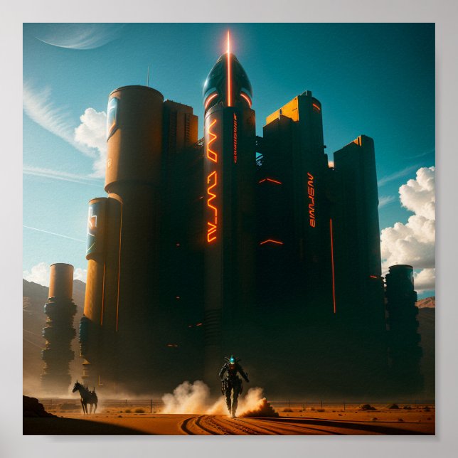 Futuristic City in the Desert Poster (Front)