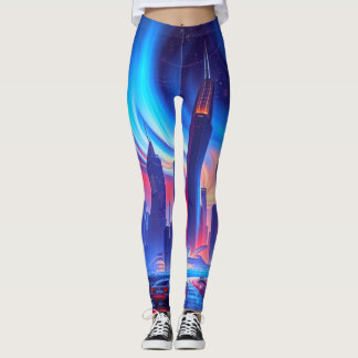 Futuristic City Leggings | Neon Skyline Vibes