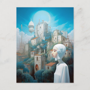 Futuristic City Science Fiction Art Postcard