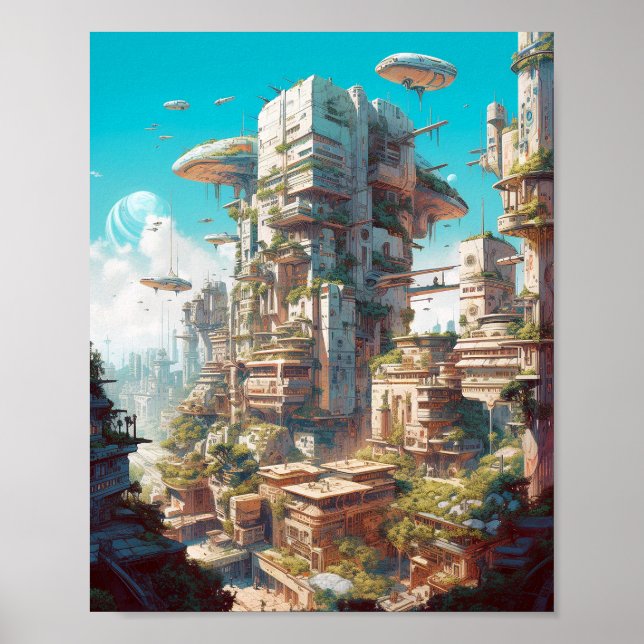 Futuristic City Science Fiction Art Poster (Front)