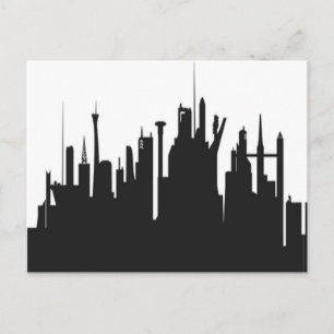 Futuristic City Skyline Postcard