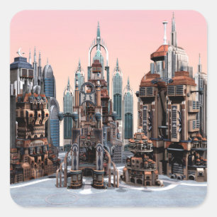 Futuristic City Square Sticker