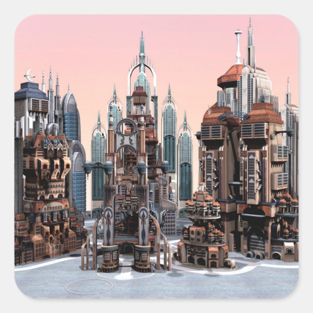 Futuristic City Square Sticker (Front)