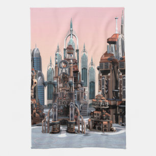Futuristic City Tea Towel