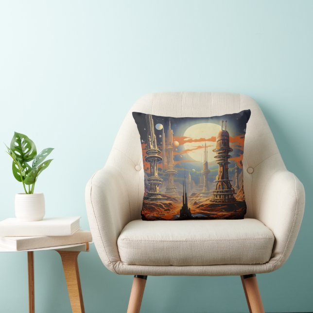 Futuristic City Vintage Sci-Fi Cushion (Chair)
