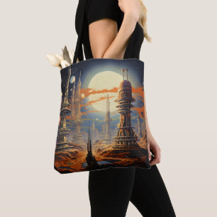 Futuristic City Vintage Sci-Fi Tote Bag