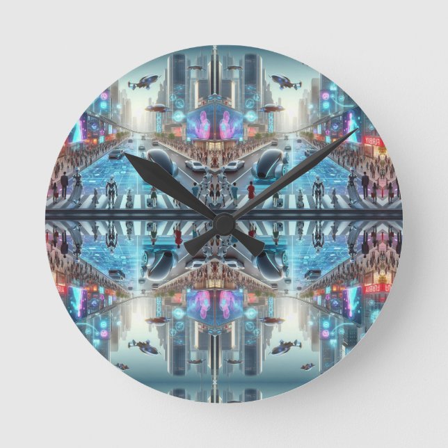 Futuristic City Wall Clock (Front)