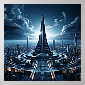 Futuristic Cityscape Architecture Poster