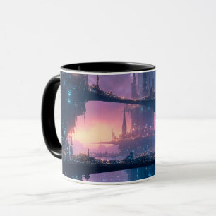 Futuristic Cityscape at Dusk Mug