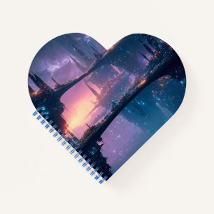 Futuristic Cityscape at Dusk Notebook