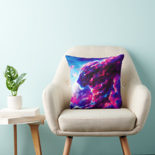 Futuristic Cosmic Neon Leopard Cushion