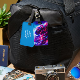 Futuristic Cosmic Neon Leopard Luggage Tag