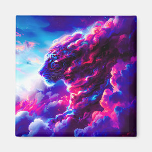 Futuristic Cosmic Neon Leopard  Magnet