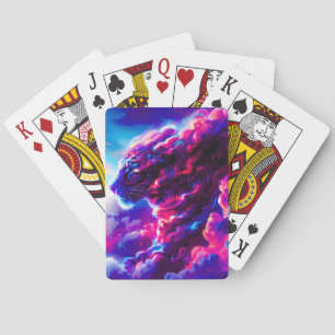 Futuristic Cosmic Neon Leopard Playing Cards
