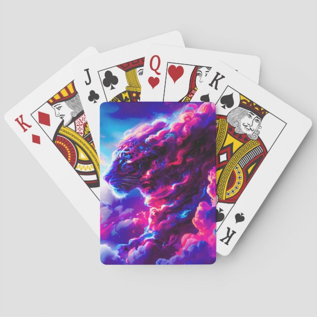 Futuristic Cosmic Neon Leopard  Playing Cards (Back)