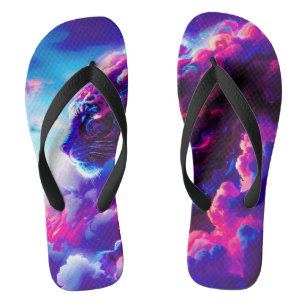 Futuristic Cosmic Neon Leopard  Thongs