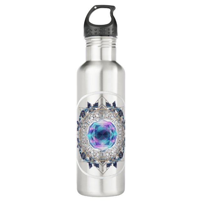 Futuristic Crystal Mandala – Geometric Tech Art 710 Ml Water Bottle (Front)
