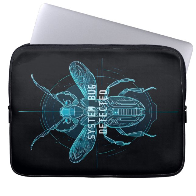 Futuristic Cyber Bug Detected IT Humour Laptop Sle Sleeve (Front)