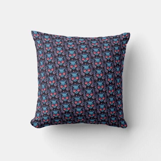 Futuristic Cyber Cat Cushion (Front)
