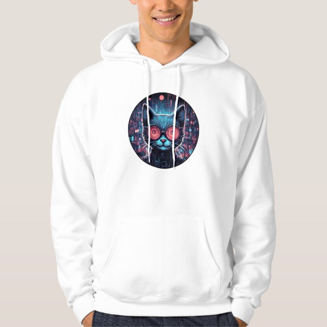 Futuristic Cyber Cat Hoodie (Front)