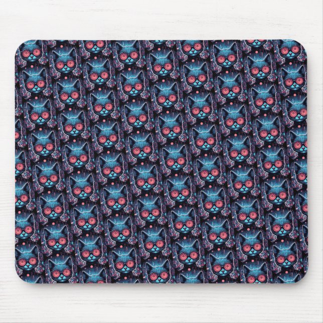 Futuristic Cyber Cat Mouse Pad (Front)