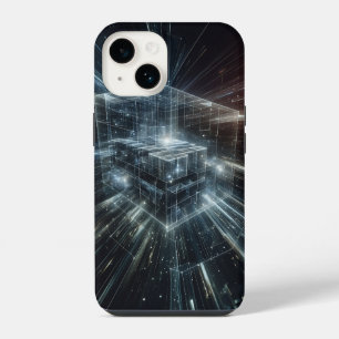 Futuristic Cyber Cube Phone Case - High-Tech Glow 
