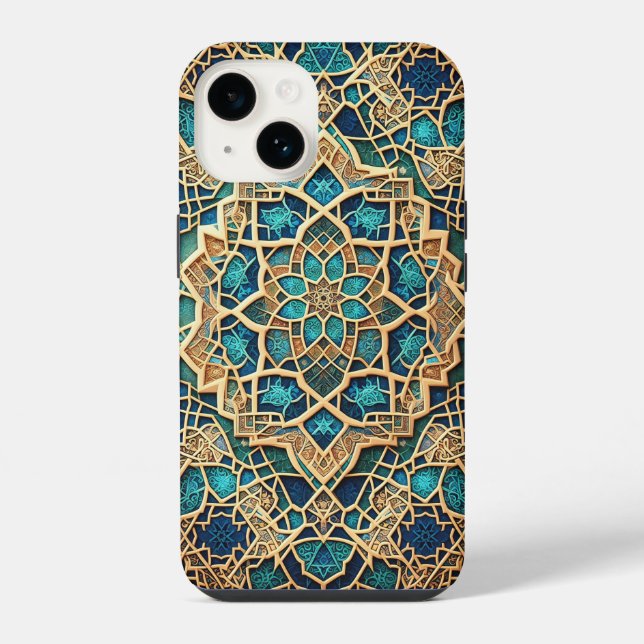 Futuristic Cyber Grid Phone Case - 3D Glowing Cube (Back)