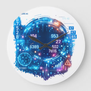 Futuristic Cyber HUD Wall Clock – Digital Interfac