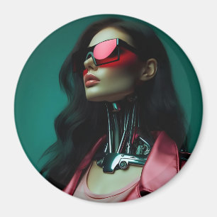 futuristic cybernetic woman magnet