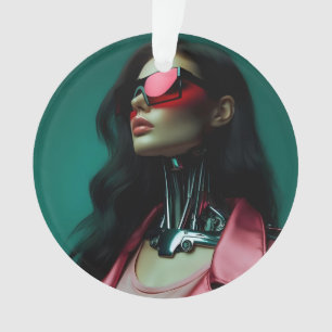  futuristic cybernetic woman ornament