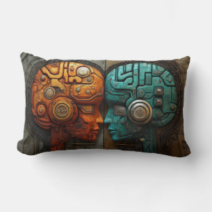 Futuristic Cyberpunk Artificial Intelligence Art Lumbar Cushion