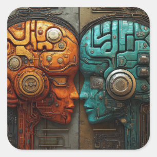 Futuristic Cyberpunk Artificial Intelligence Art Square Sticker