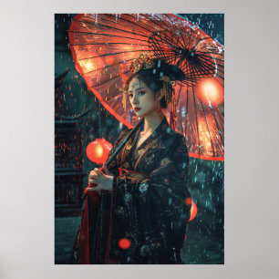 Futuristic Cyberpunk Cityscape Poster with Chinese