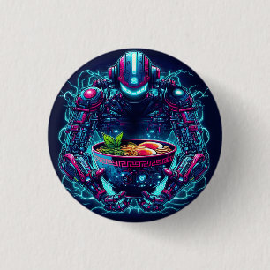 Futuristic Cyberpunk Robot Neon Food Ramen 3 Cm Round Badge