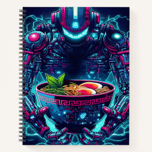 Futuristic Cyberpunk Robot Neon Food Ramen Notebook