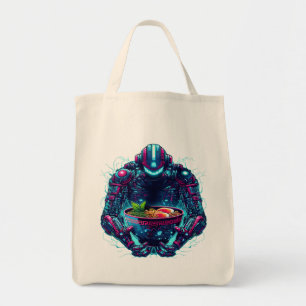Futuristic Cyberpunk Robot Neon Food Ramen Tote Bag