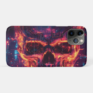 Futuristic Cyberpunk Skull with Cityscape iPhone 11 Pro Case