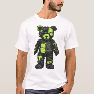 Futuristic Cyberpunk Techwear Teddy Bear Neon Gree T-Shirt