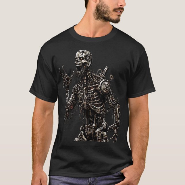 Futuristic Cyborg in Detail T-Shirt (Front)