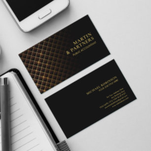 Futuristic Diamond Pattern Gold Lines Black Business Card
