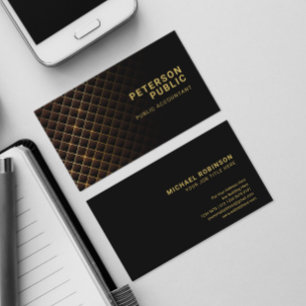 Futuristic Diamond Pattern Gold Lines Black Business Card