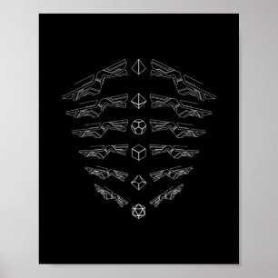 Futuristic Dice Set Minimalist D20 Dice Poster
