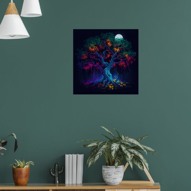 Futuristic Digital Glow Tree Poster (Living Room 1)