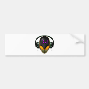 Futuristic DJ with Headphones - Orange Style Bumper Sticker
