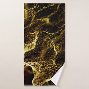 Futuristic dots pattern. Explosion of twisted wave Bath Towel