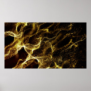 Futuristic dots pattern. Explosion of twisted wave Poster